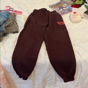Nike Kids Dark Brown Sweatpants with Red Logo